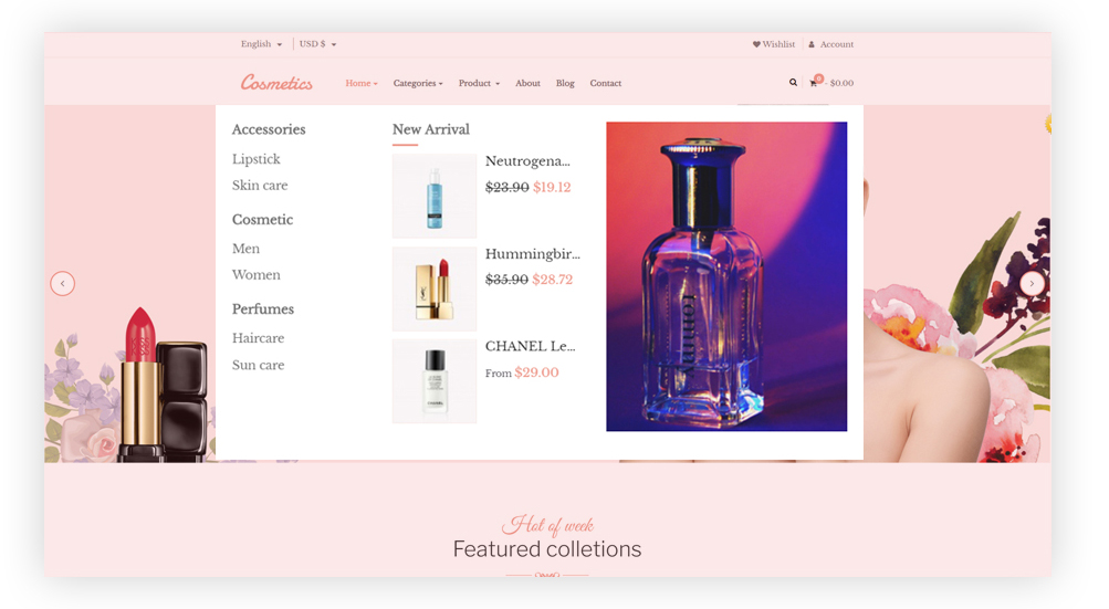 leo cosmetic prestashop theme mega menu