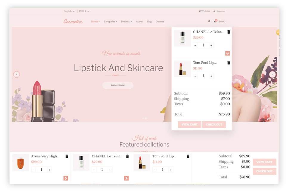 leo cosmetic prestashop theme ajax cart