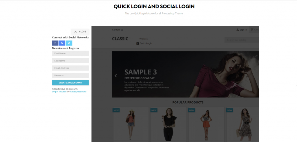 quick login and social login module - best Prestashop modules