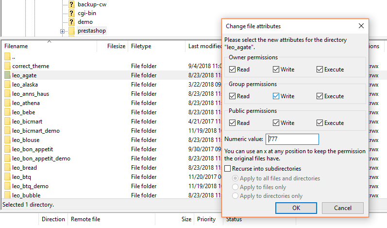 change file permission at cpanel