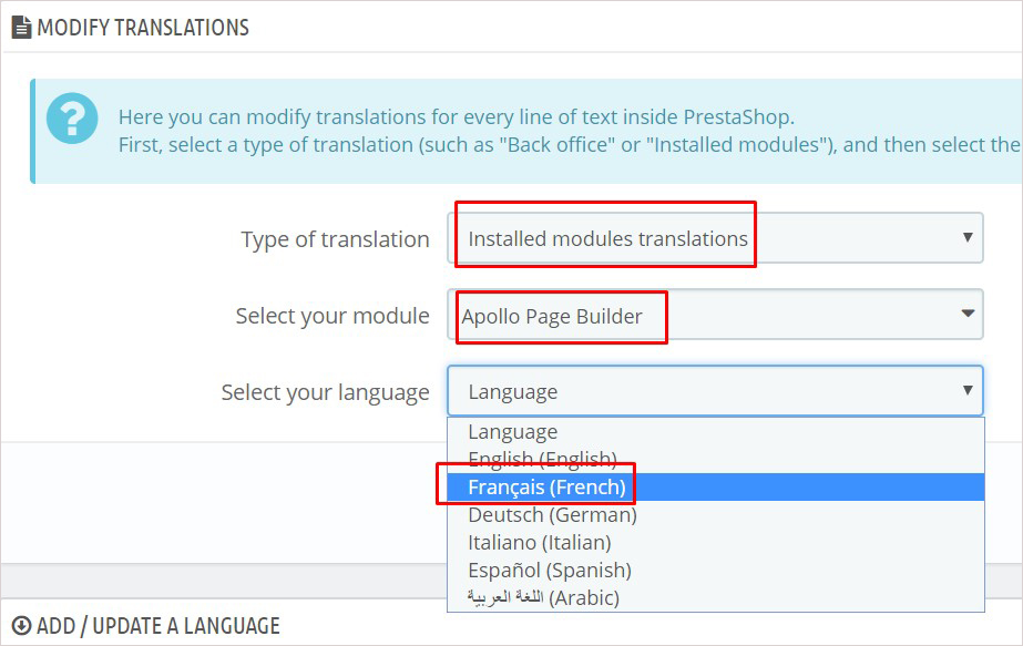 module translation prestashop 1.7.5