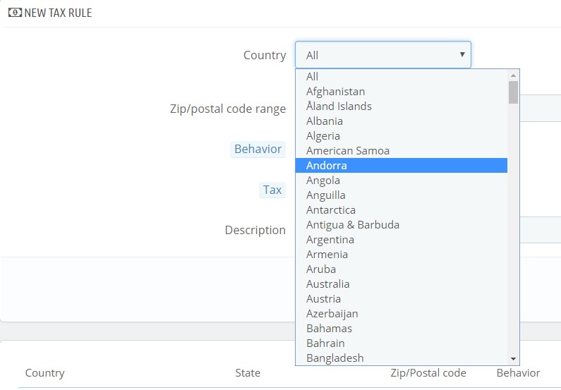 5.add new tax rule country prestashop 1.7