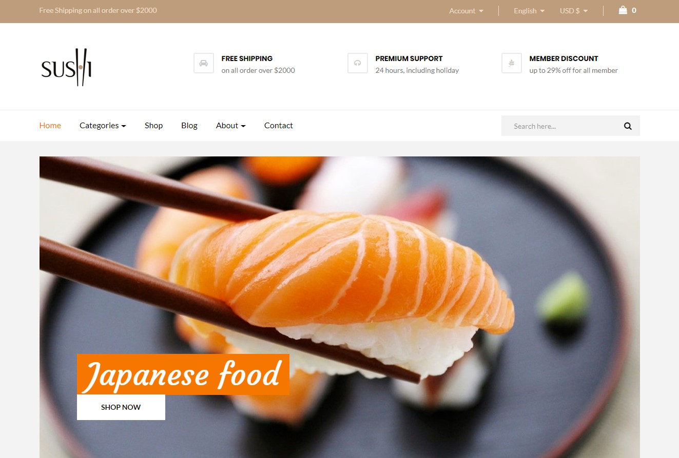 leo isushi best prestashop themes restarant