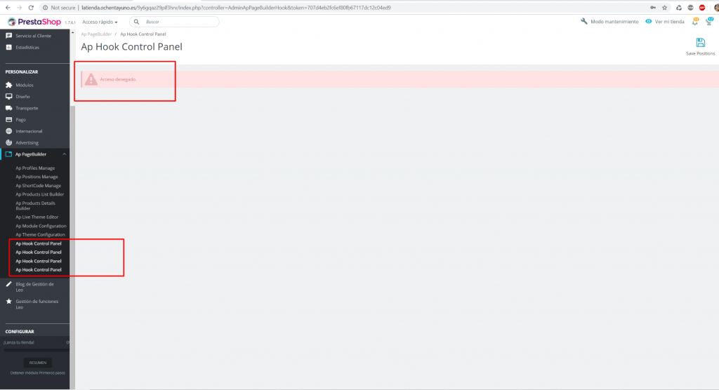 error access denied in menu of Ap Pagebuilder Module