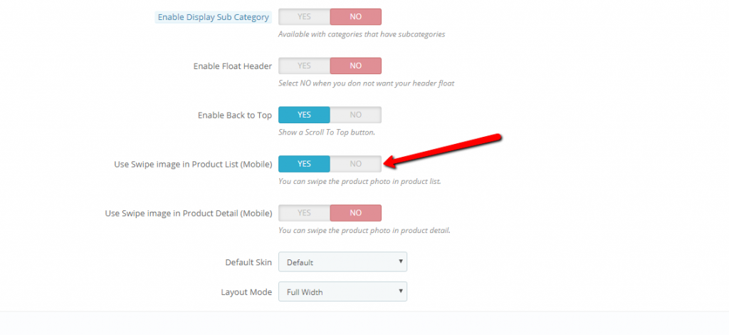 Configure Swipe Image for Product List
