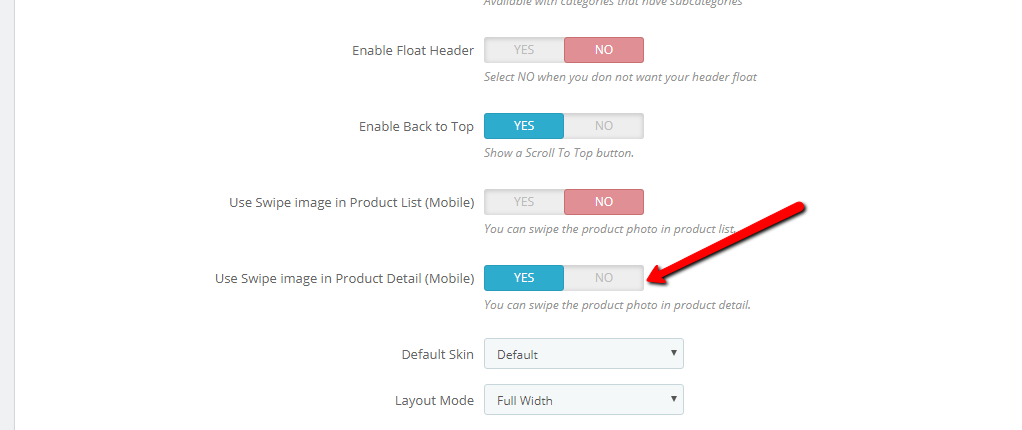 configure swipe image feature in product details