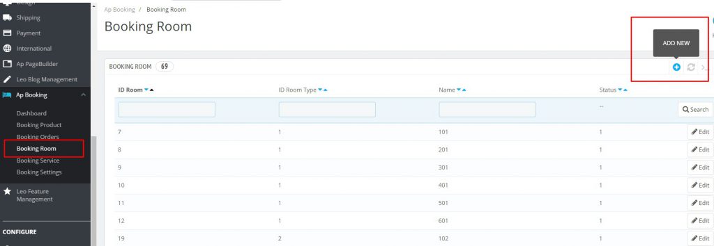add new room in Ap Booking Module