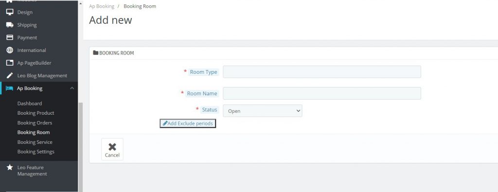 add room information in Ap Booking Module