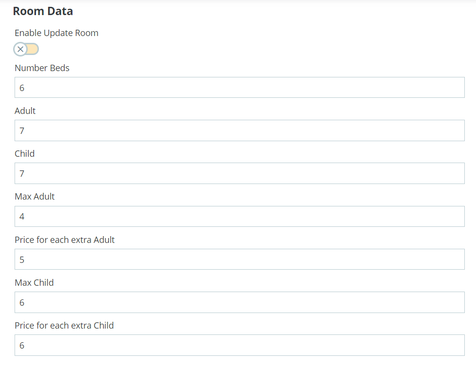 config room data in Ap Booking Module