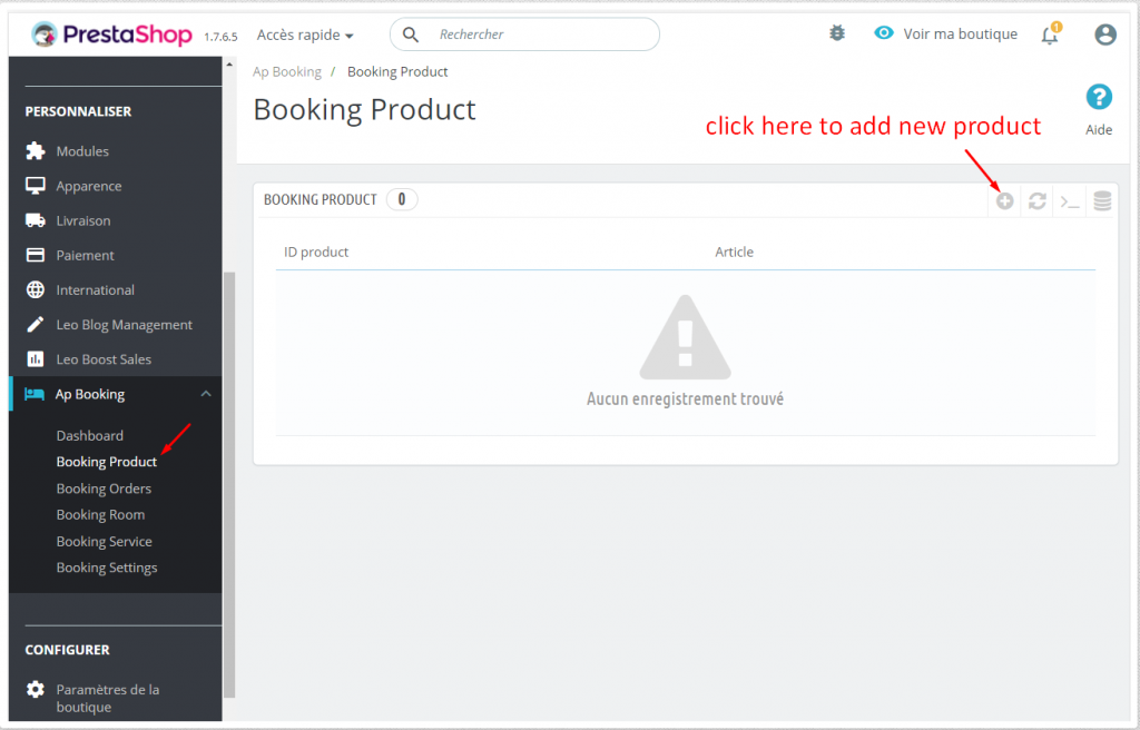 create product from Ap Booking