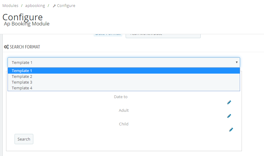 search format config prestashop booking module