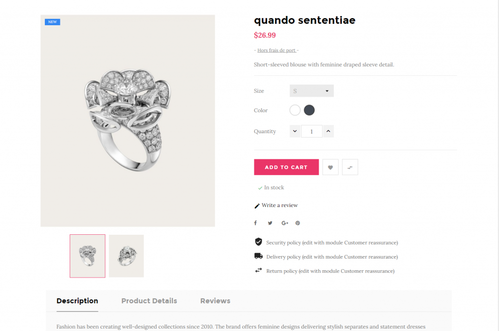 Well-built Jewelry Product Page