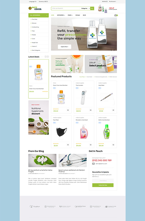 Leo Anti Covid Free Prestashop medical Template