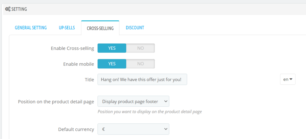 Configure cross-sell feature Prestashop Boost sales module