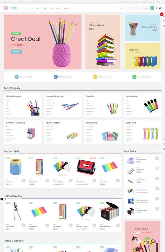 Leo Neons Stationery Prestashop Themes