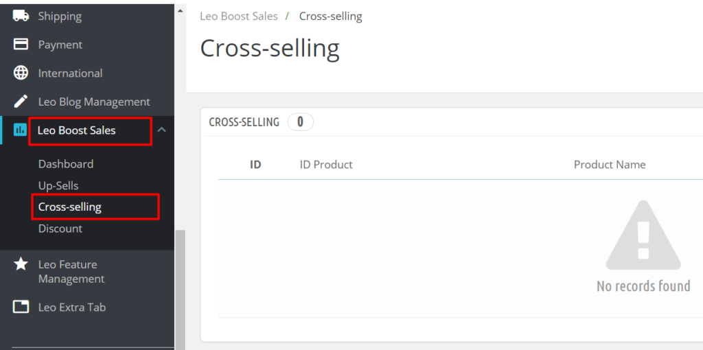 create cross-selling products Prestashop in Leo Boost Sales Module