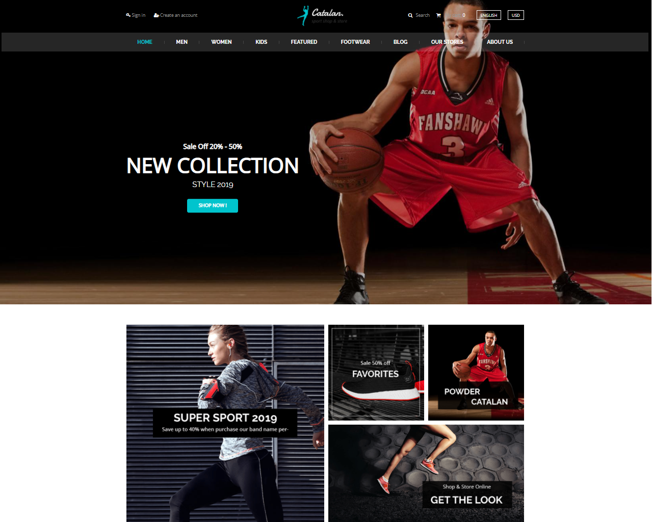 Catalan - Sports Clothing and Shoes Store PrestaShop 1.7 Theme