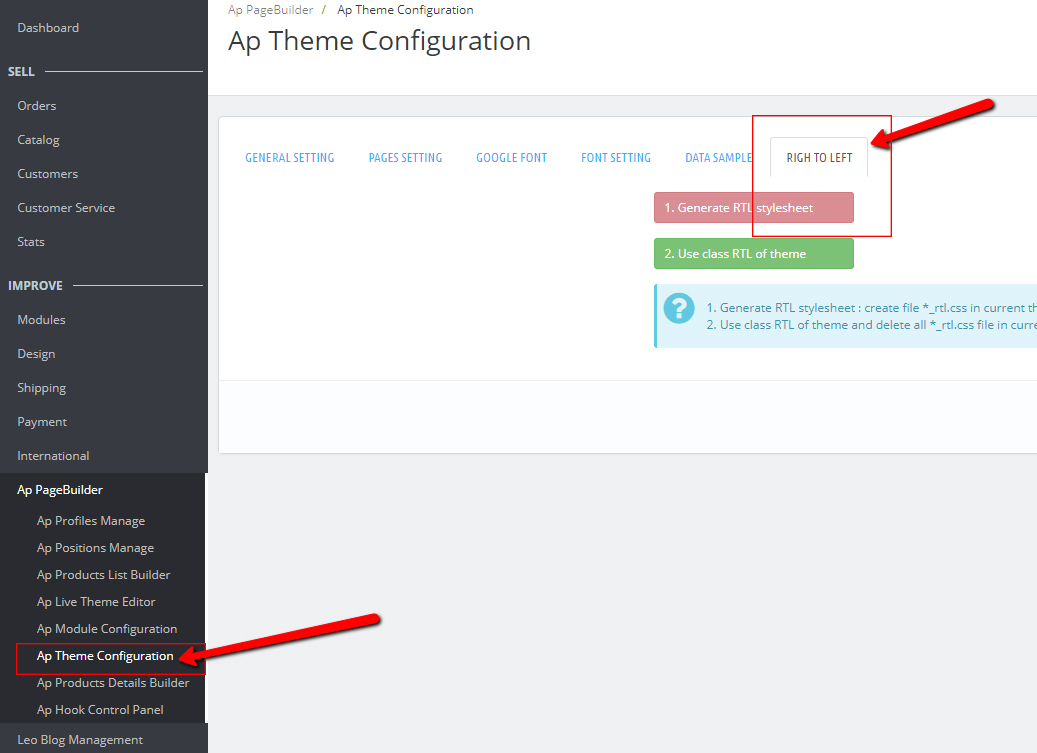 change rtl function prestashop theme