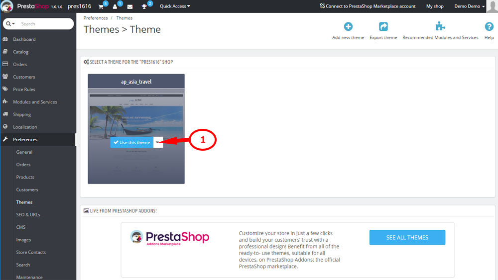 install prestashop 1.6 theme to cloud hosting 2