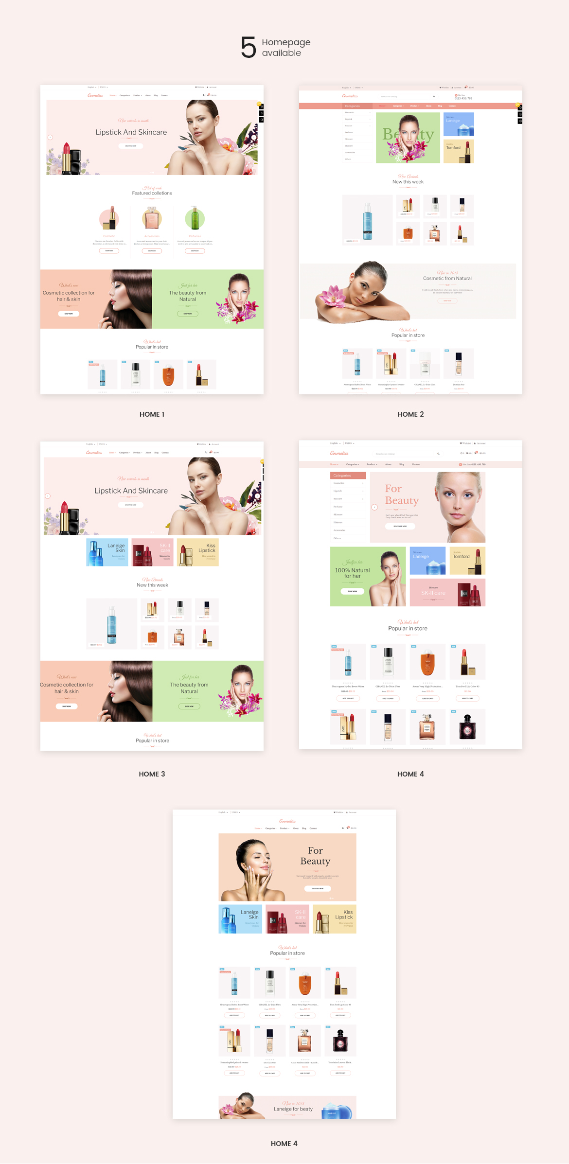 leo cosmetic prestashop theme - 05+ homepages