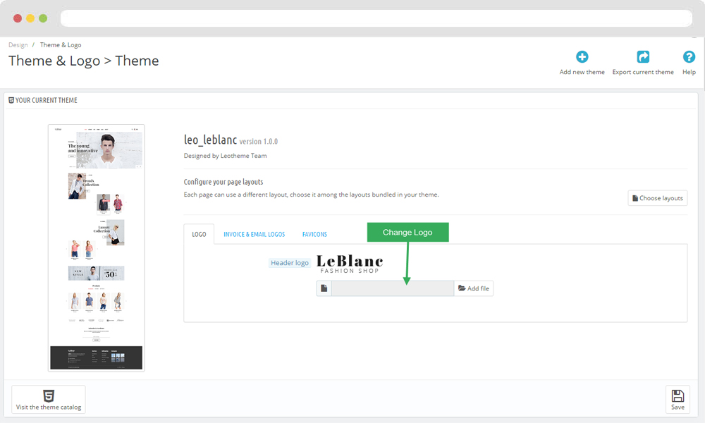 change logo prestashop 1.7 theme - leo leblanc