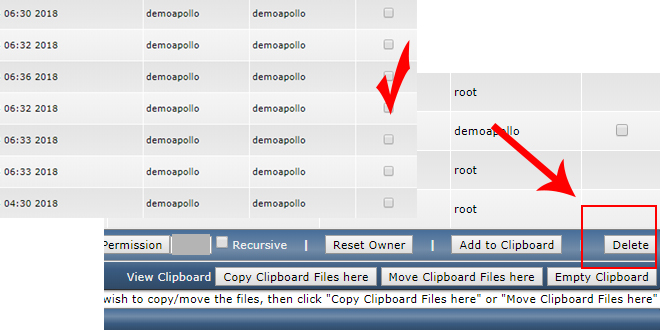 delete file at cpanel