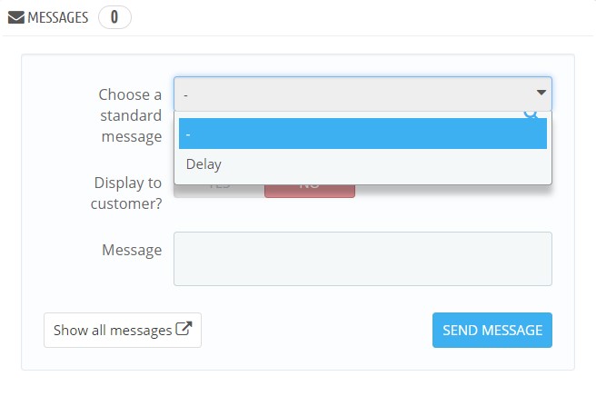 set order message prestashop 1.7.5