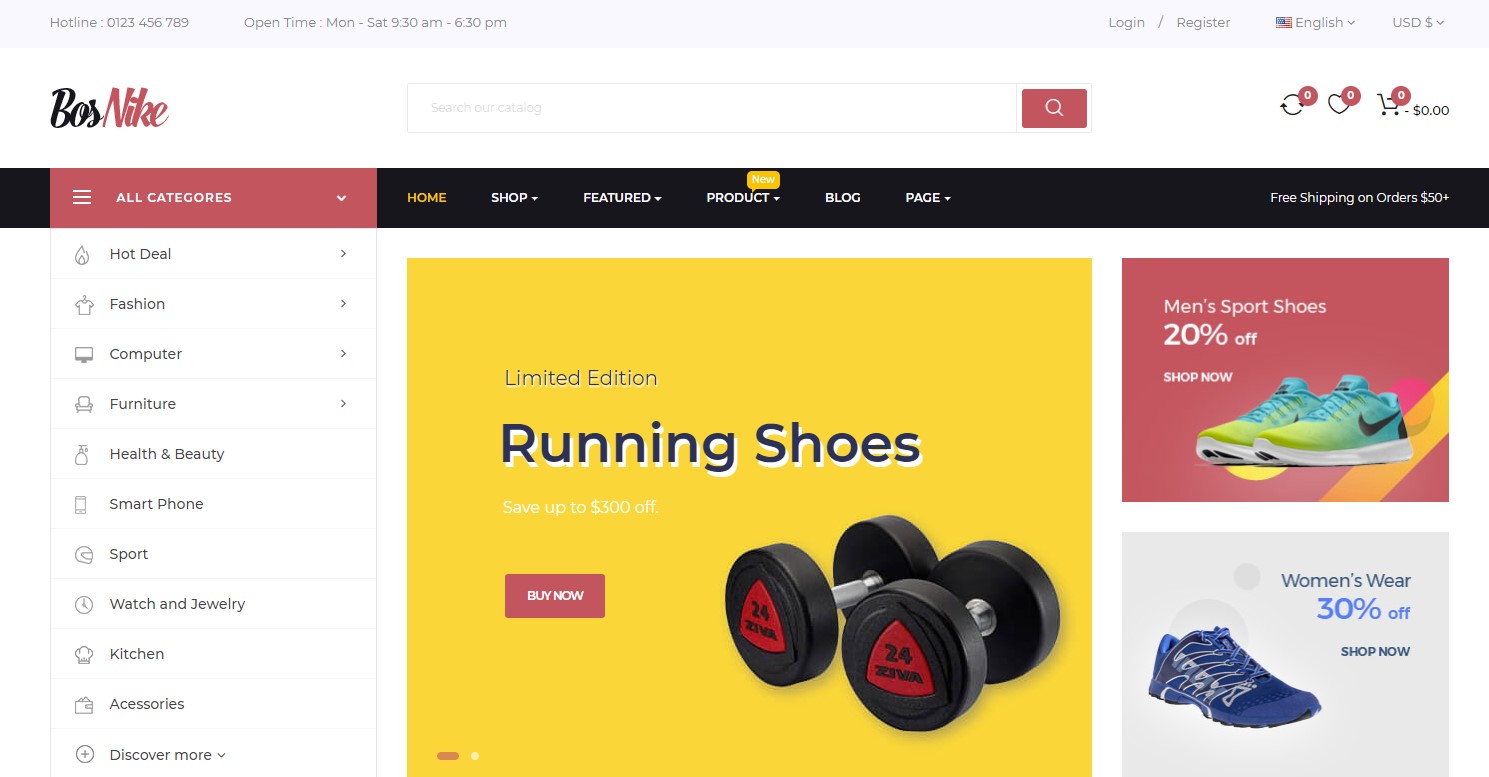 bos nike sport prestashop business theme