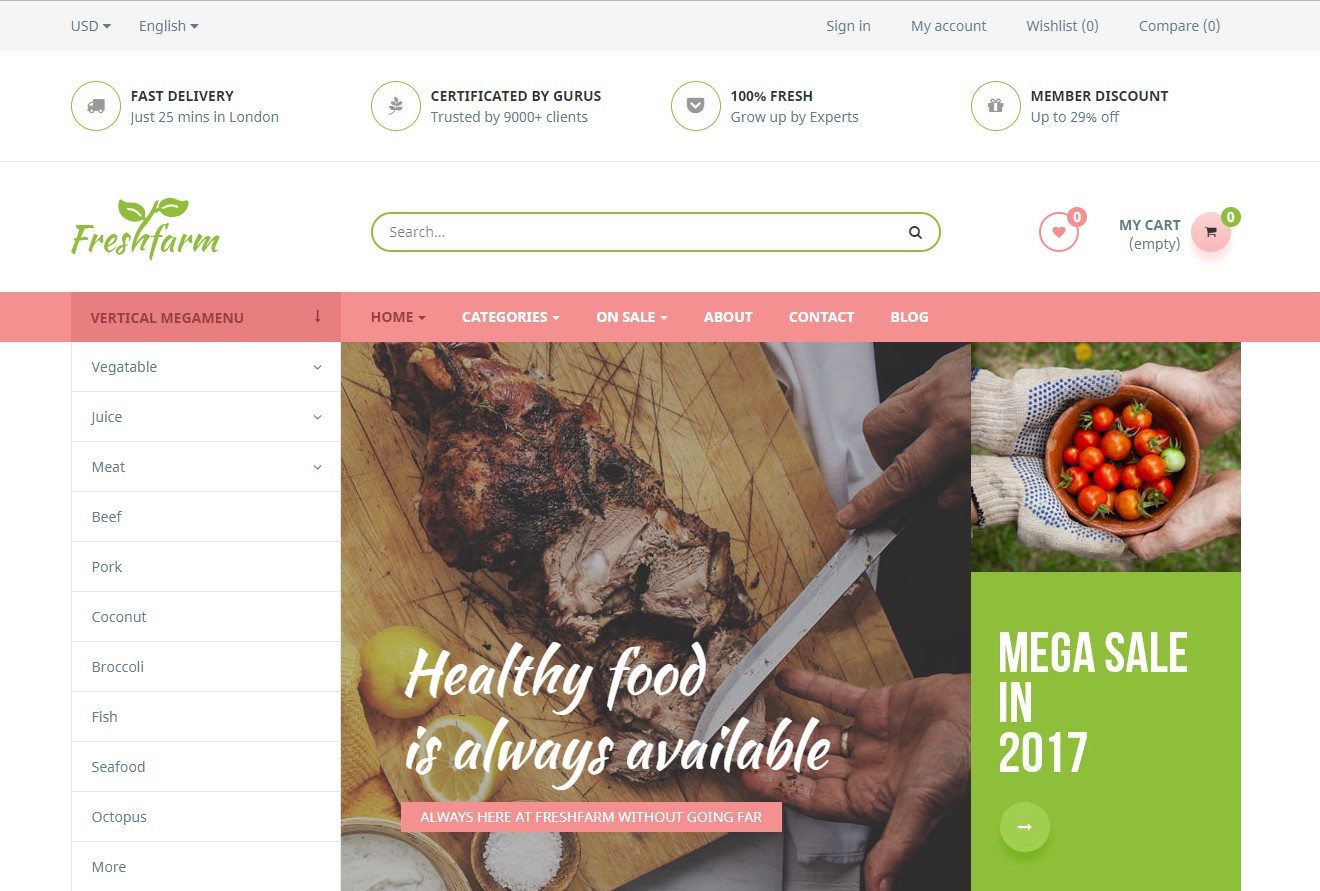 leo fresh farm organic food prestashop business theme