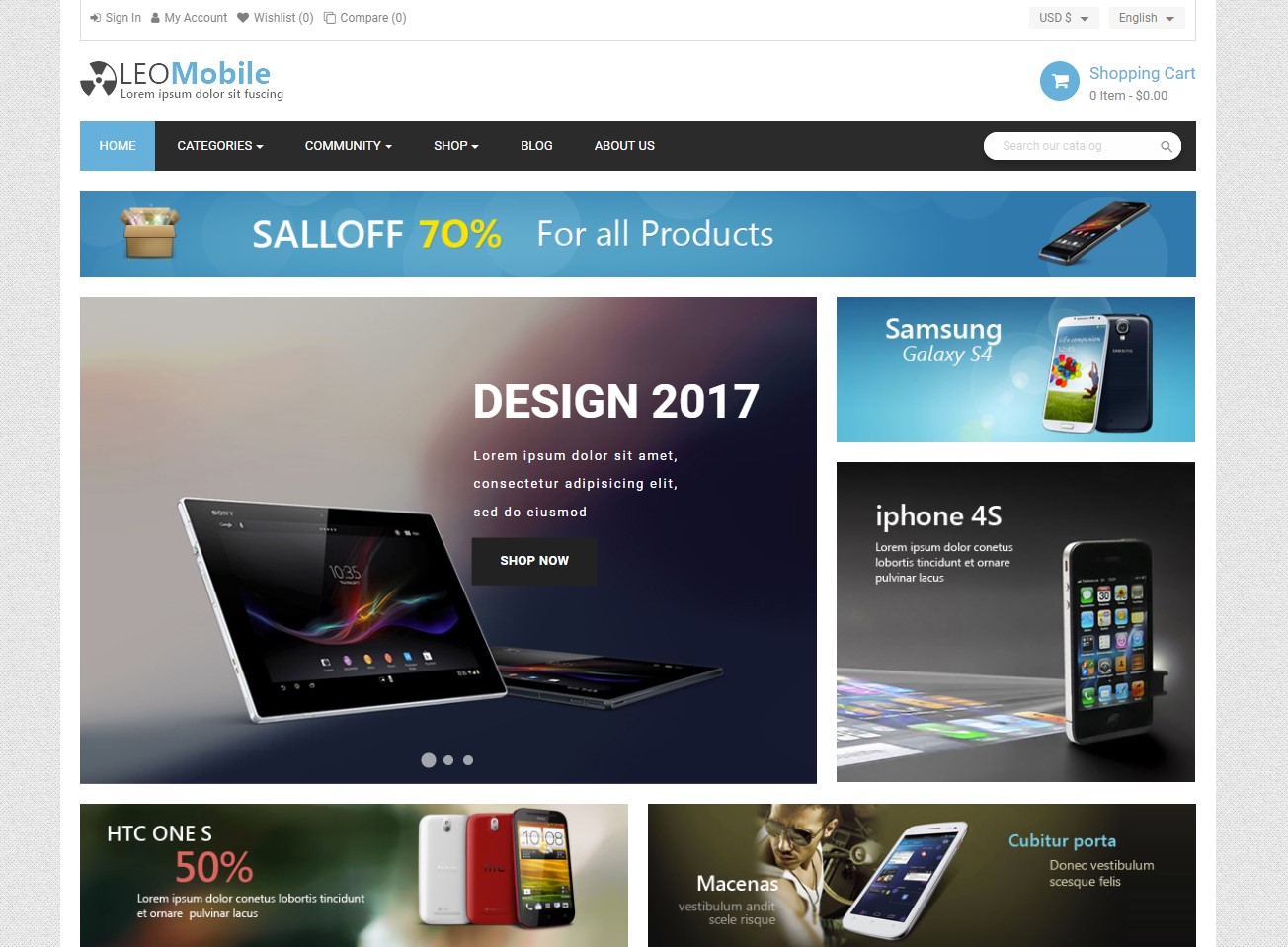 leo mobile best selling prestashop themes for electronics store