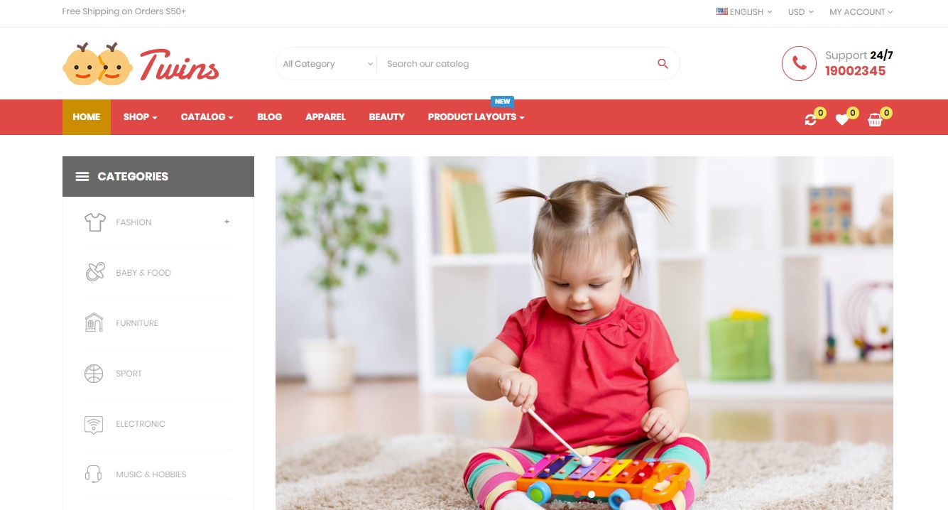 leo twins best selling prestashop themes for baby store