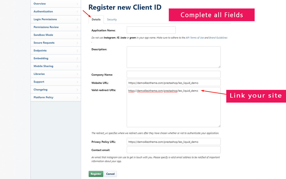 3.how-to-add-widget-instagram-register-new-client-Id