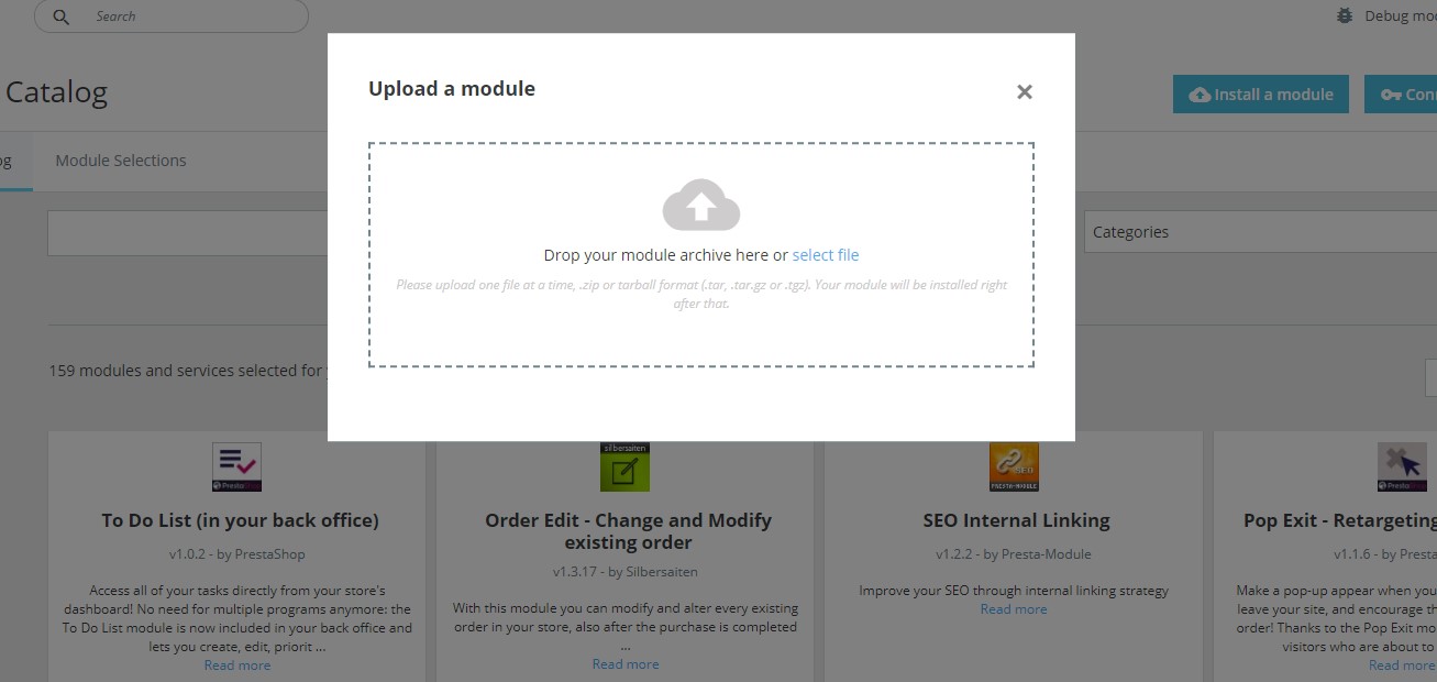 upload marketplace prestashop module