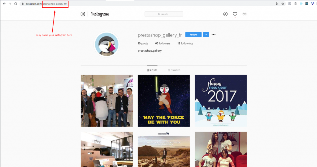 4. copy your instagram name in URL