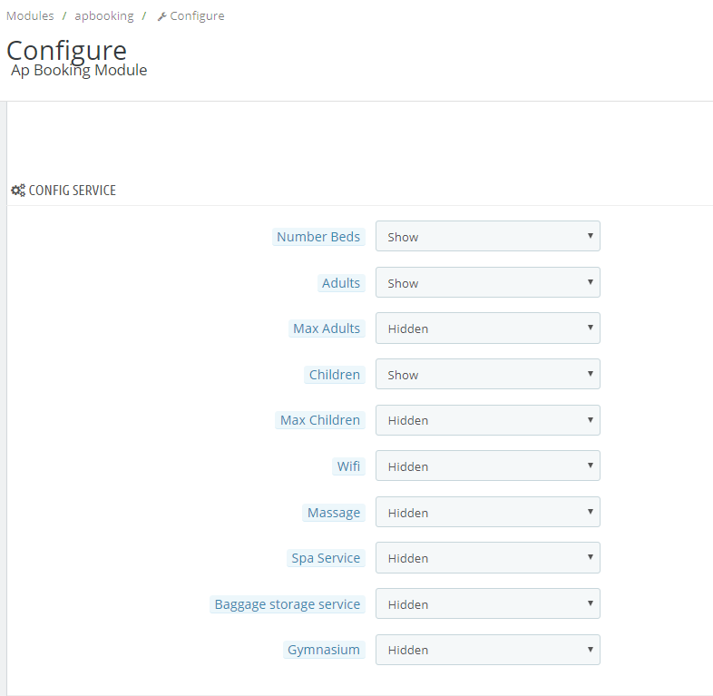 config service prestashop booking module