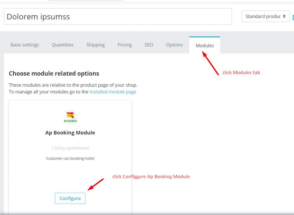 configure Ap Booking Module