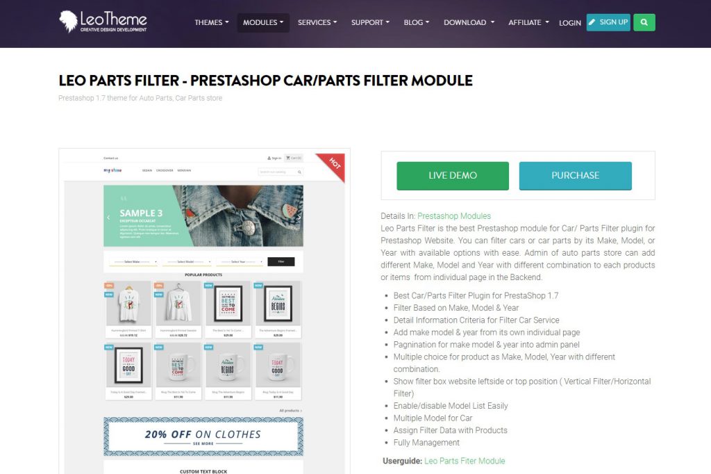 leo parts filter module