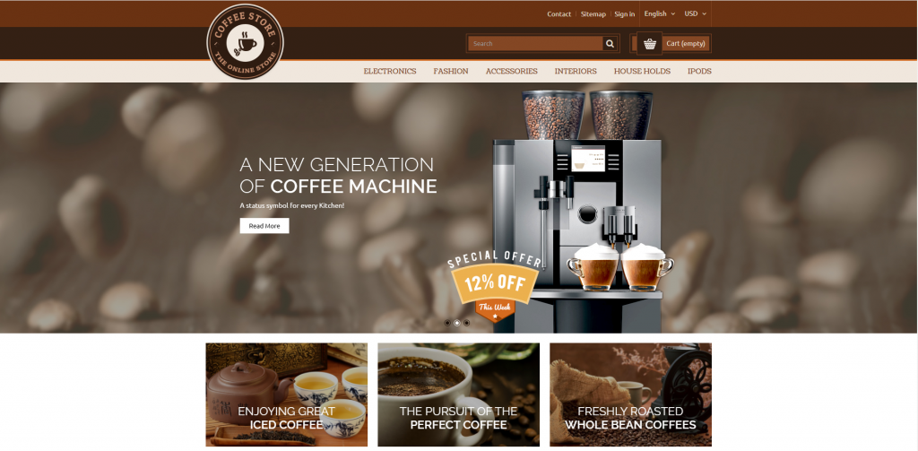 Coffee Cafeteria Prestashop Theme