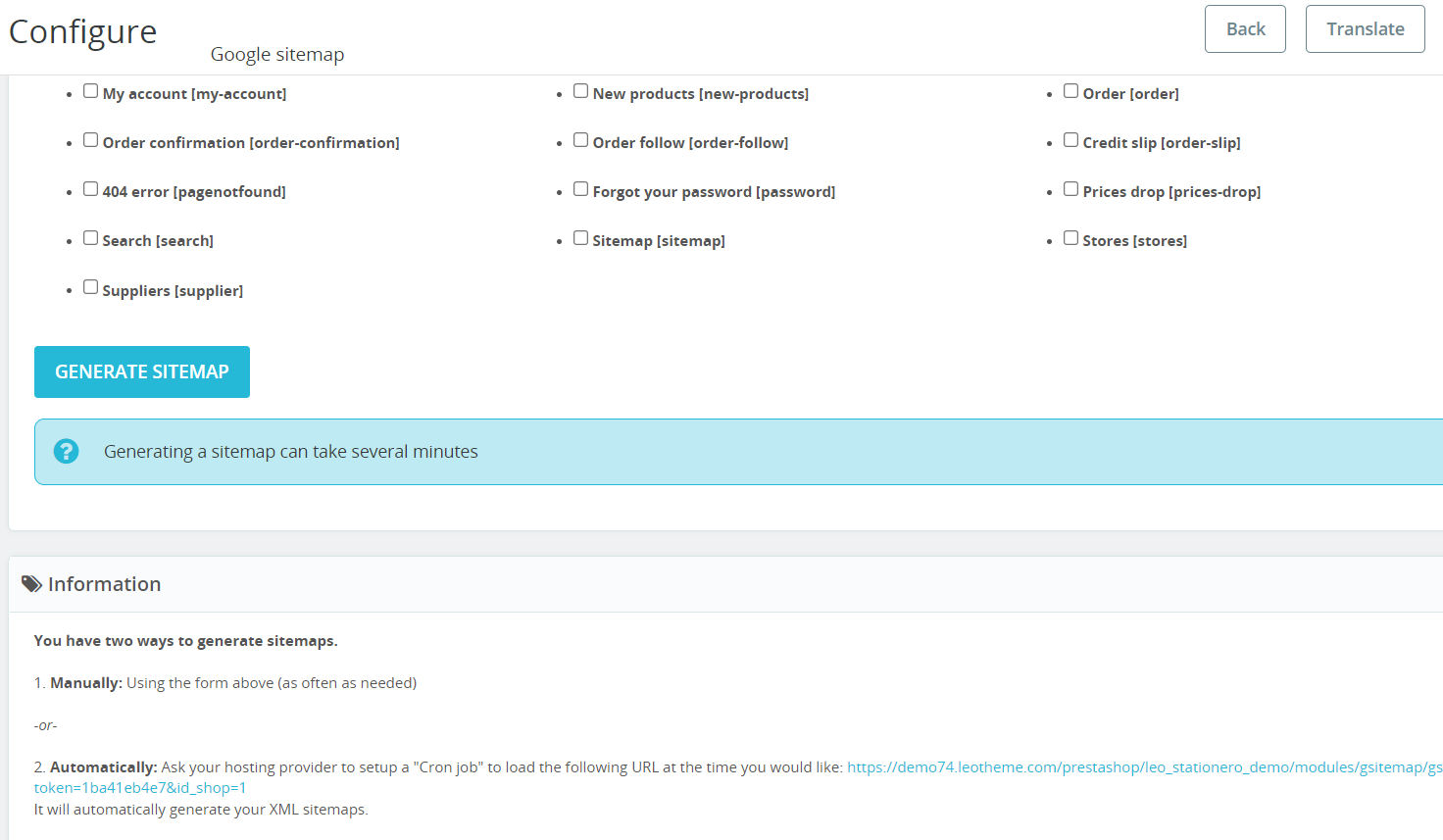 configure sitemap 2