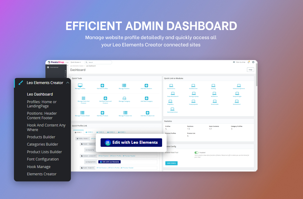 Efficient Admin Dashboard Leo Elements Creator